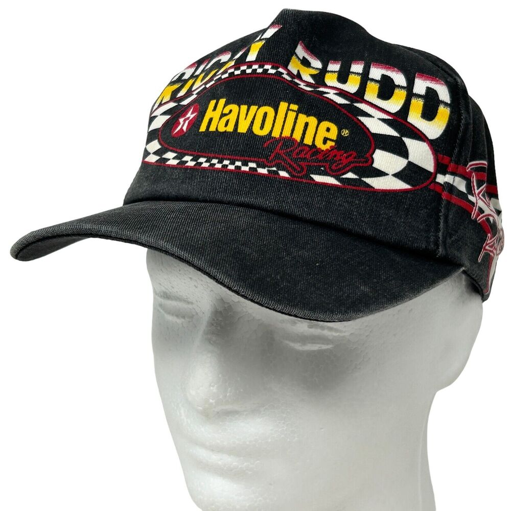 Vintage Ricky Rudd NASCAR Hat Cap Black 90s K-Products Havoline Auto Racing